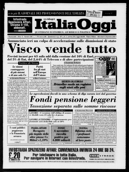 Italia oggi : quotidiano di economia finanza e politica